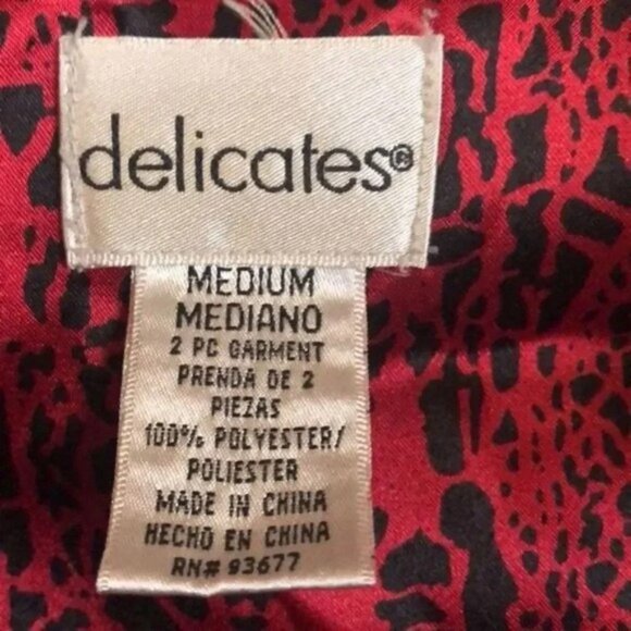 Deleicates satin-like animal‎ print long sleeve button up women size M - Picture 3 of 12